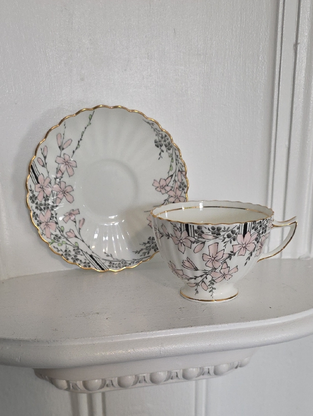 Radford Fenton Latona teacup and saucer set, recognized for its white bone china